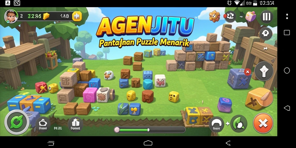 Tampilan gameplay Puzzle AGENJITU yang menarik dan menantang.