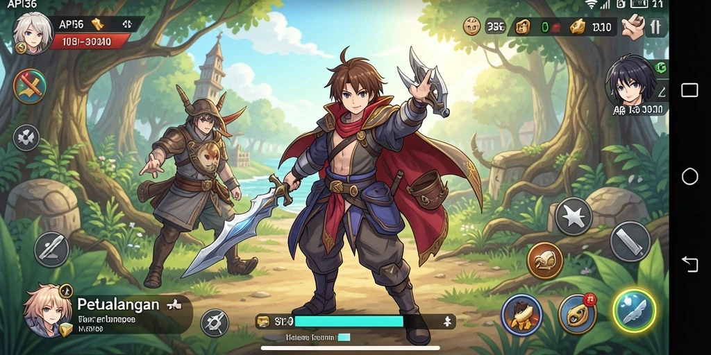 Tangkapan layar utama API36 yang memperlihatkan petualangan seru dalam gameplay Anime.