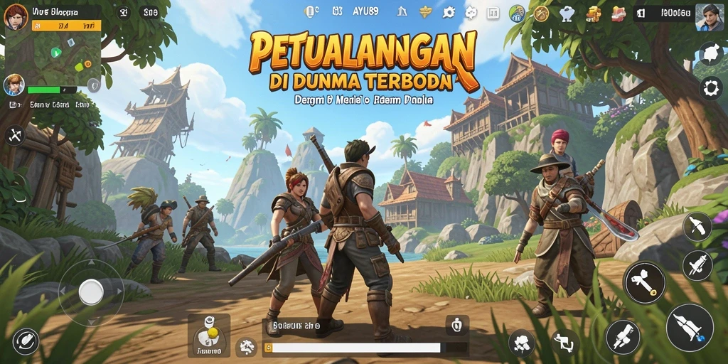 Screenshot utama AYU89 menunjukkan pemain menjelajahi dunia terbuka yang luas.