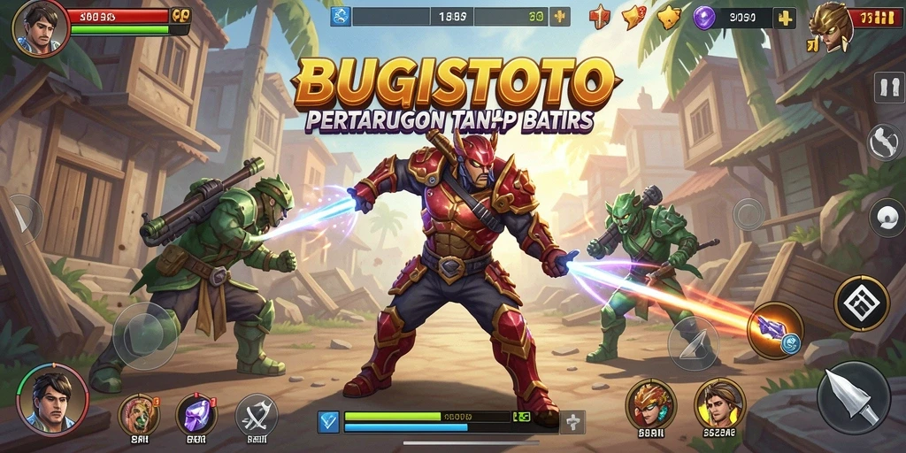 Tampilan gameplay seru dari BUGISTOTO, penuh aksi pertarungan.