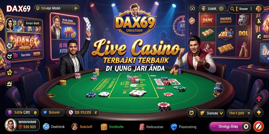 Screenshot DAX69 menampilkan dealer langsung dan atmosfer kasino yang hidup.