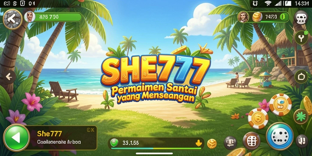 Tampilan gameplay SHE777 yang ceria dan menghibur.