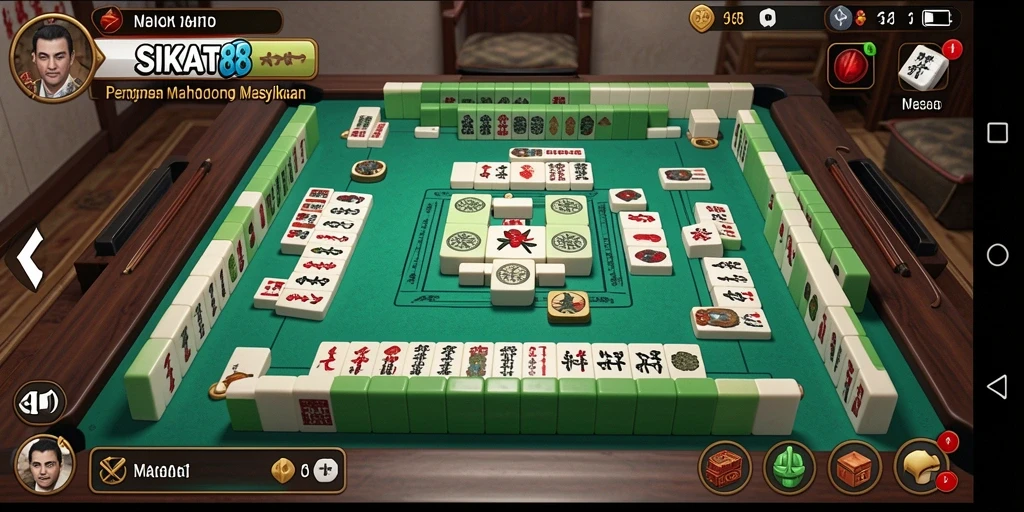 Tampilan gameplay melawan teman dalam Mahjong yang seru.