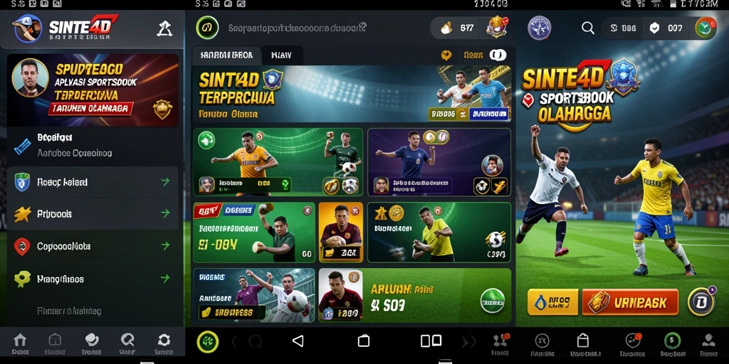 Tangkapan layar gameplay SINTE4D yang menunjukkan pengalaman taruhan olahraga.