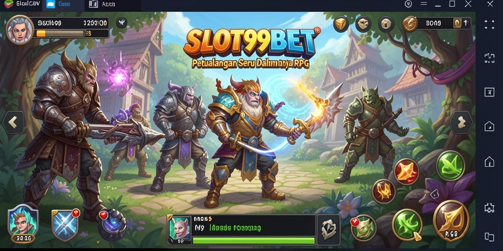 Screenshot gameplay SLOT99BET menampilkan pertempuran seru dalam game RPG.