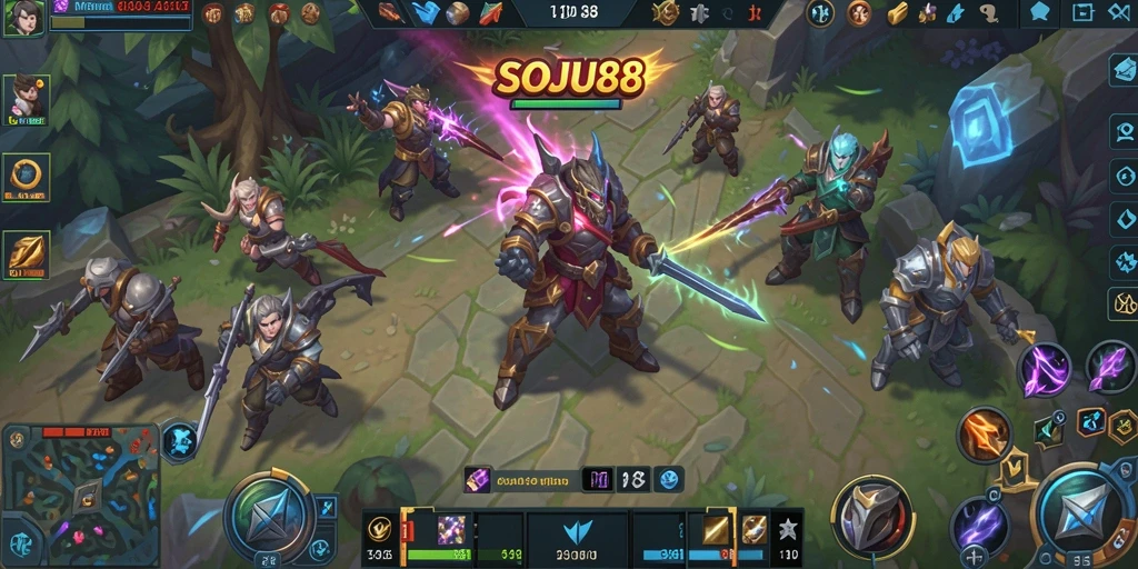 Screenshot gameplay seru di SOJU88 menampilkan aksi MOBA yang mendebarkan.