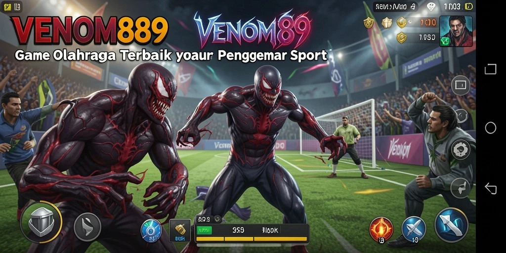 Tangkapan layar utama VENOM889 yang menampilkan aksi olahraga seru.