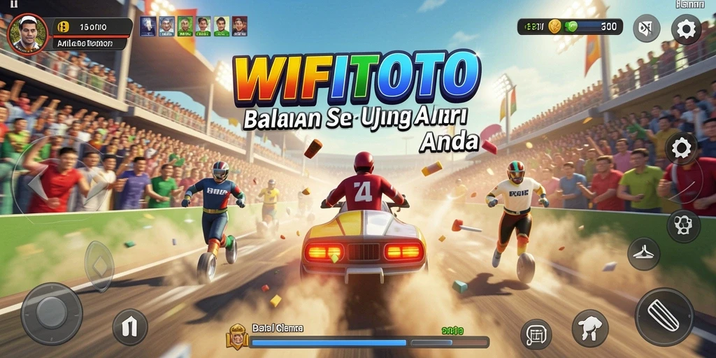 Tampilan gameplay balapan seru WIFITOTO dengan kendaraan yang cepat.