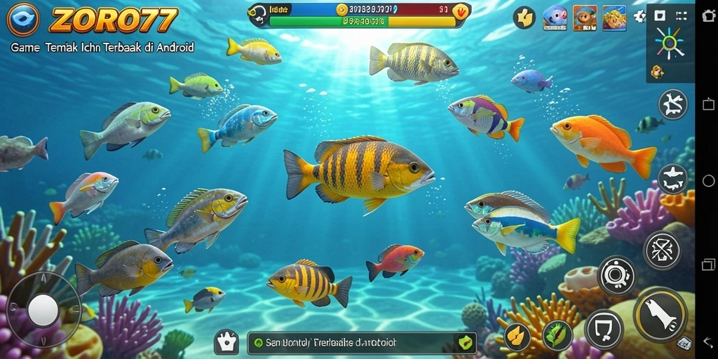 Tangkapan layar gameplay ZORO77 yang menampilkan aksi tembak ikan yang mendebarkan.
