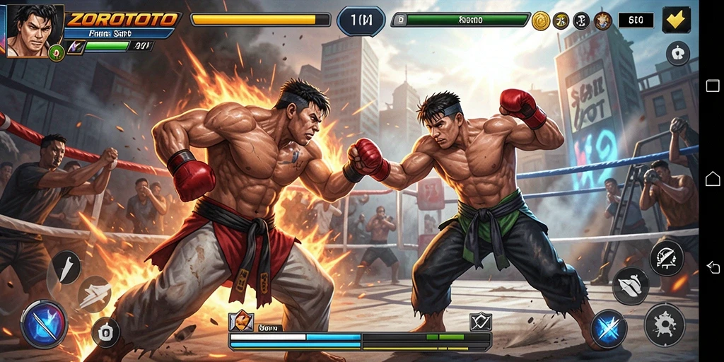 Gameplay seru ZOROTOTO yang penuh aksi bertarung.